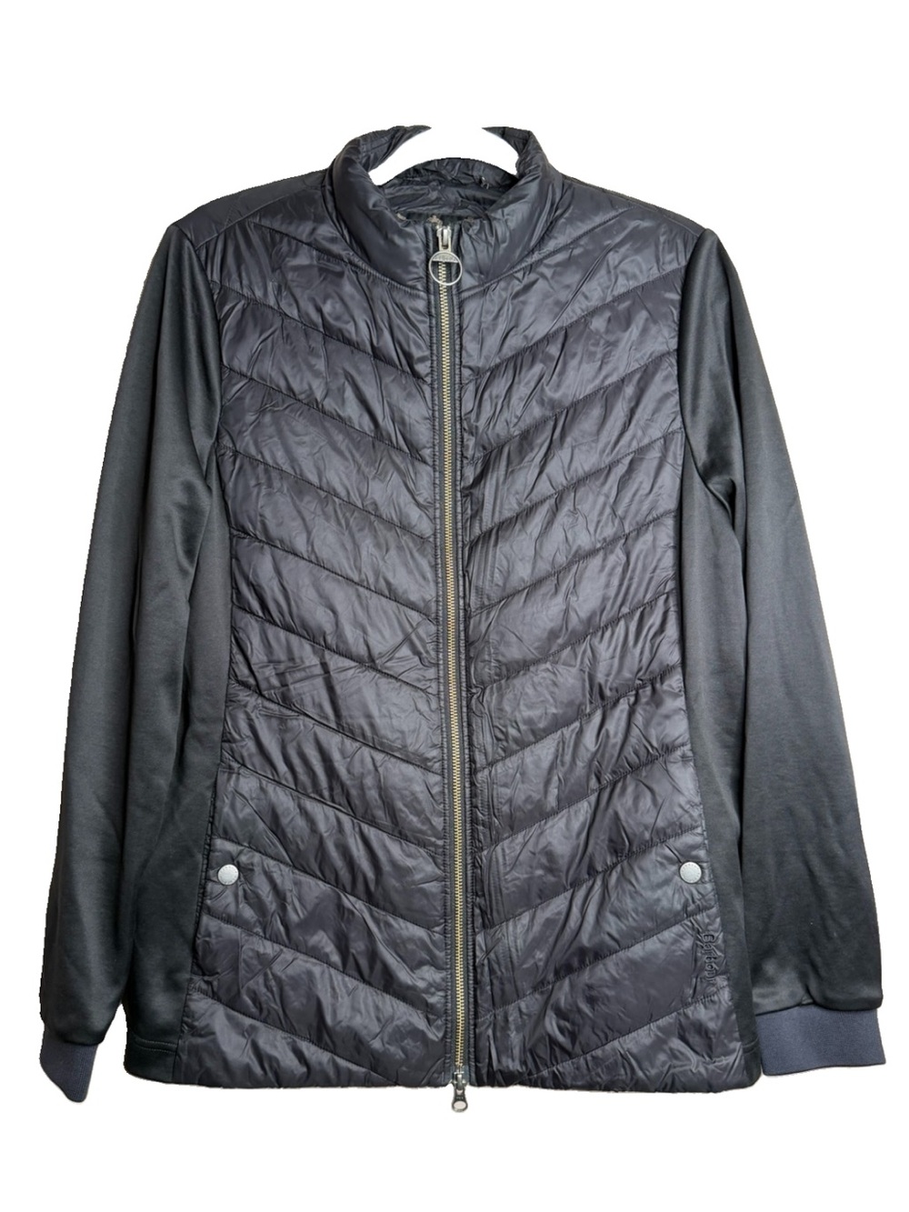Barbour Hargate Jacket Womens 14 Black Full Zip Quilted Warm Winter